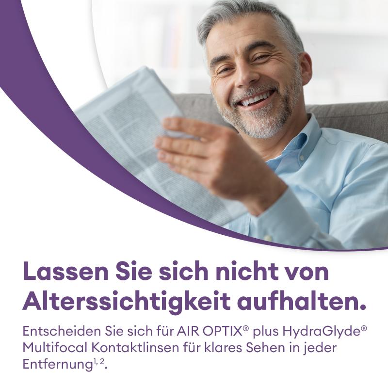 AIR OPTIX plus HydraGlyde Multifocal | 6er Box | Addition MED(MAX ADD+2,00)