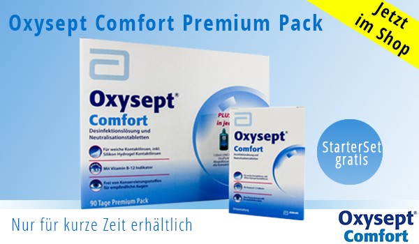 Nur für kurze Zeit Oxysept Comfort Premium Pack + gratis Starter-Set in unserem Onlineshop erhältlich