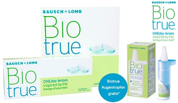 Biotrue Augentropfen als kostenlose Zugabe zu jeder Bestellung Biotrue ONEday Tageslinsen