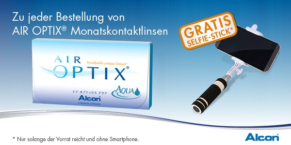 Gratis Selfie-Stick jetzt zu jeder Air Optix Aqua Bestellung erhalten…