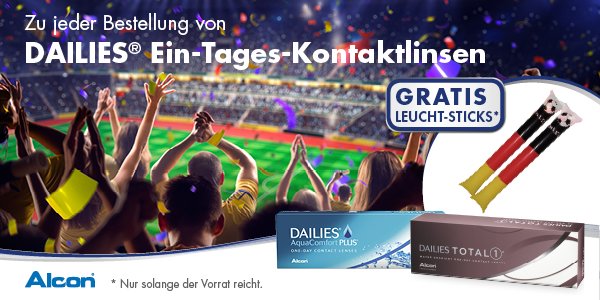 Jetzt gibt es zu jeder Bestellung von DAILIES® Ein-Tages-Kontaktlinsen 1 Paar gratis Leucht-Sticks*!