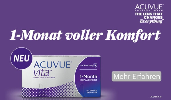 ACUVUE® VITA™ – die Linse, die den ganzen Monat zuverlässigen und überlegenen Tragekomfort bietet.
