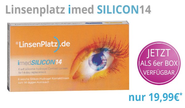 Linsenplatz Imed SILICON14, die 14-Tageslinse ist jetzt in der 6er Box verfügbar, für unschlagbare 19,99€!