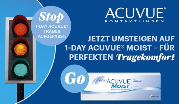 1-DAY ACUVUE® Träger aufgepasst, wechseln Sie jetzt und sparen Sie mit der 1-DAY ACUVUE® MOIST!