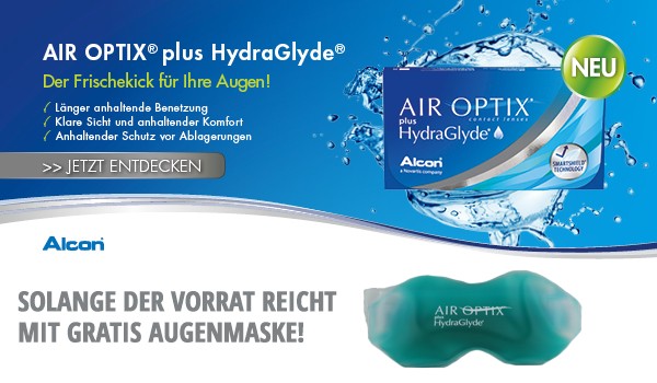 Kostenlose Augenmaske zur AIR OPTIX® plus HydraGlyde® jetzt im Linsenplatz.de – Onlineshop!