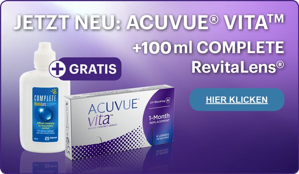 Das perfekte Duo! ACUVUE® Vita und Complete RevitaLens® jetzt testen 100ml gratis im Linsenplatz.de- Onlineshop!