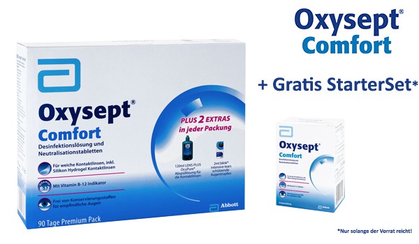 Gratis Oxysept Comfort StarterSet zu jedem Oxysept Comfort Premium und Economy Pack!