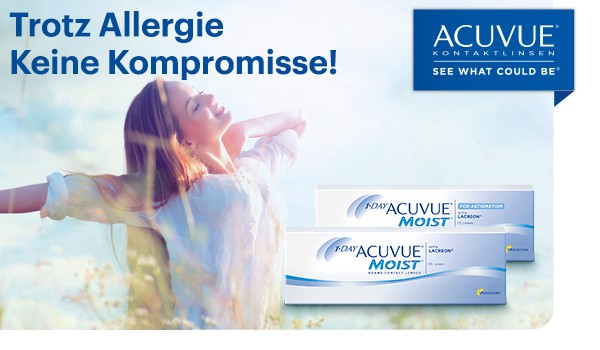 Trotz Allergie keine Kompromisse eingehen müssen. 1-Day Acuvue Moist Tageslinsen im Linsenplatz.de Onlineshop!
