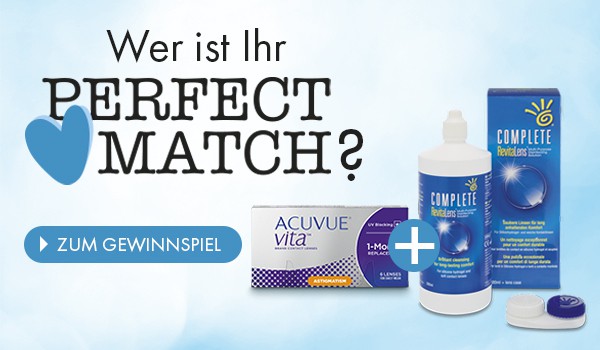 Das Gewinnspiel zum Perfect Match: ACUVUE VITA und COMPLETE RevitaLens jetzt im Linsenplatz.de Onlineshop!
