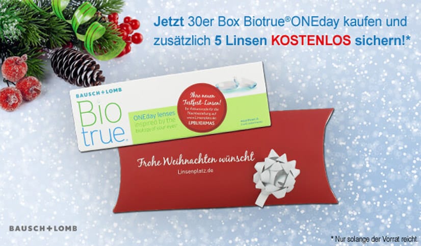 Große Weihnachtsaktion mit BioTrue – 5 Linsen gratis!